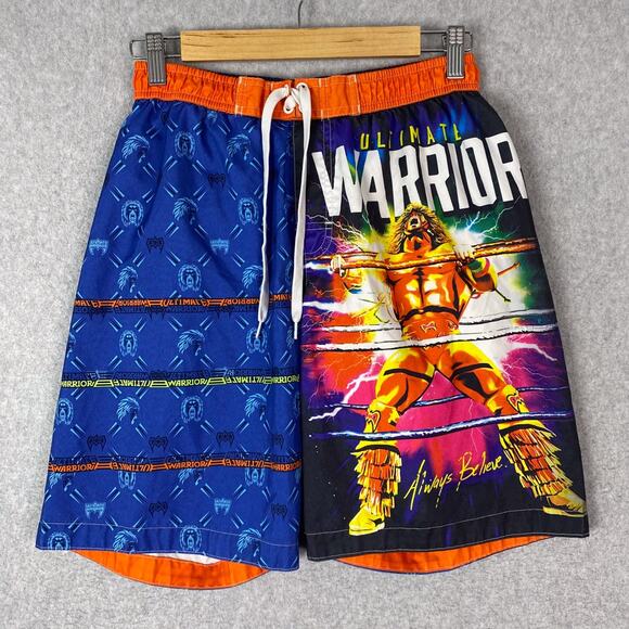 WWE Boys M Ultimate Warrior Swim Trunks Shorts Liner